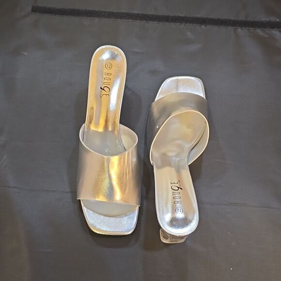 BRAND NEW ROUGE HELIUM CLEAR BLOCK-HEEL SLIP-ON SQUARE TOE SANDAL - Picture 7 of 16